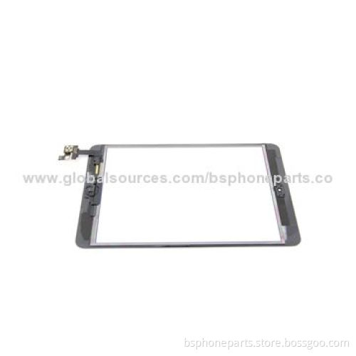 Black Touch Digitizer Screen, Complete + IC Flex Chip + Home Button Flex for iPad Mini